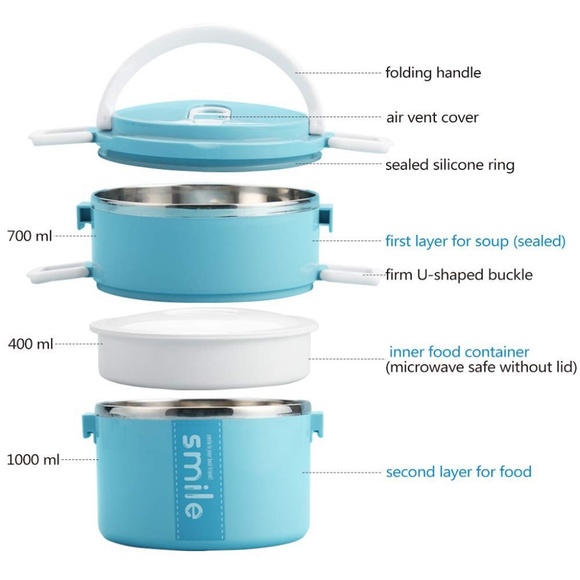 Hot Stackable Stainless Steel Lunch Box w/ Insulated Carrying Case - Picture 10 of 11